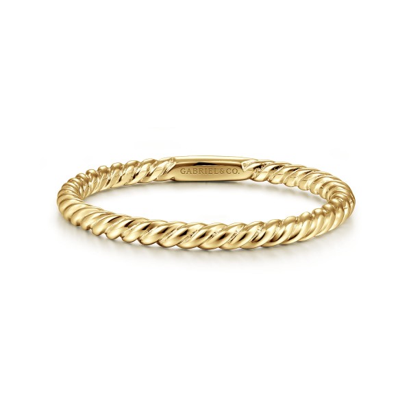 14K YELLOW GOLD ROPE DESIGN STACKABLE BAND