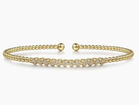 14K YELLOW GOLD BUJUKAN DIAMOND BAR BANGLE