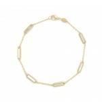14K YELLOW GOLD MOTHER OF PEARL STATION BRACELET