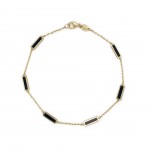 14K YELLOW GOLD ONYX BAR STATION NECKLACE