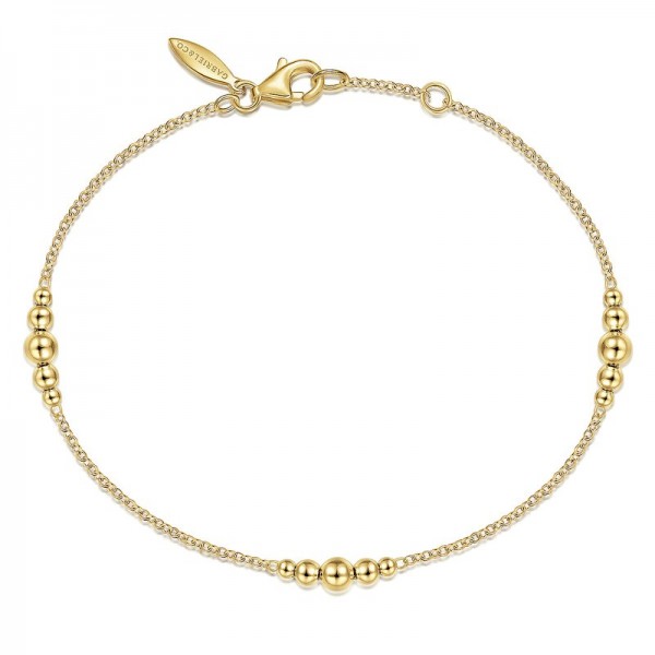 14K YELLOW GOLD GRADUATED BEAD BRACELET