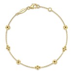 14K YELLOW GOLD BEAD STATION BRACELET