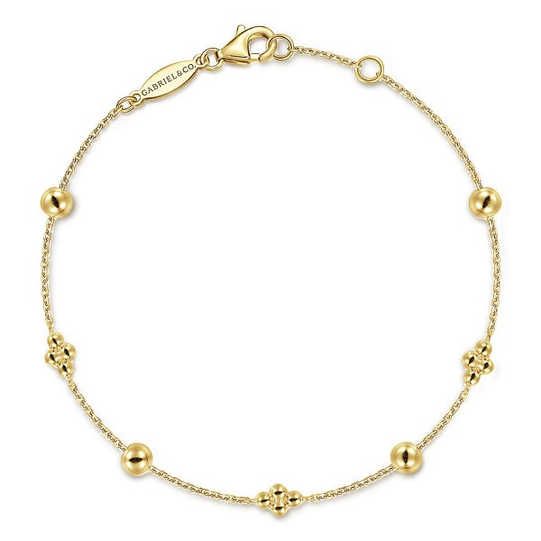 14K YELLOW GOLD BEAD STATION BRACELET