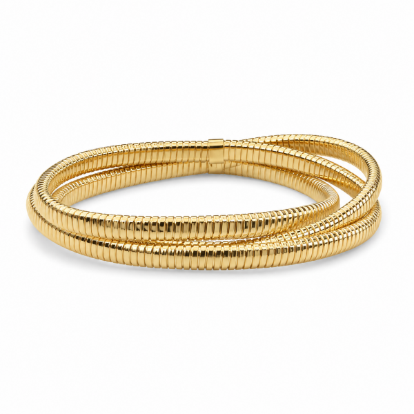 14K YELLOW GOLD 5MM TRIPLE TUBOGAS ROLLING BRACELET