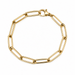 14K YELLOW GOLD POLISHED OVAL PAPERCLIP BRACELET