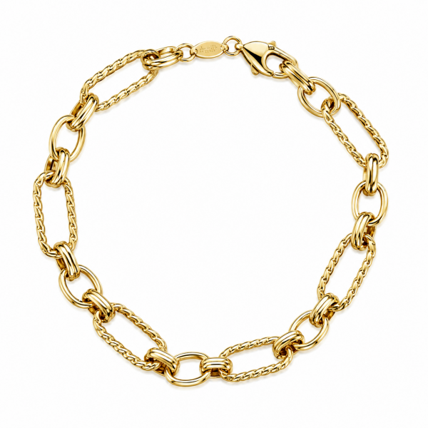 14K YELLOW GOLD ALTERNATING OVAL LINK BRACELET