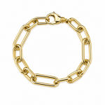14K YELLOW GOLD POLISHED OVAL PAPERCLIP BRACELET