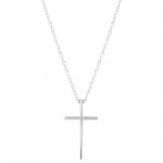 14K WHITE GOLD MEDIUM SWEDGE CROSS