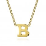 14K Yellow Gold B Initial Necklace
