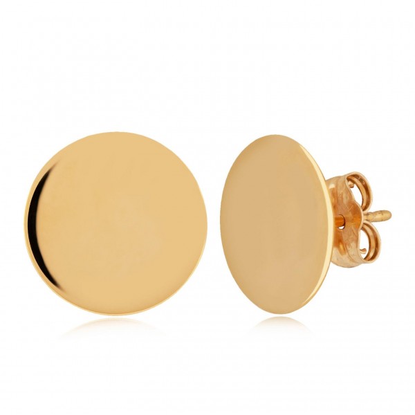 14K YELLOW GOLD DISC STUD EARRINGS