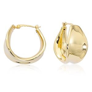 14K YELLOW GOLD MEDIUM GRADUATED PLAIN HOOP EARRINGS
