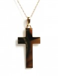 14K YELLOW GOLD SOLID CROSS NECKLACE