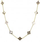 14K YELLOW GOLD MOTHER OF PEARL CLOVER NECKLACE