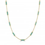 14K YELLOW GOLD LAPIS BAR STATION NECKLACE