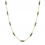 14K YELLOW GOLD MALACHITE STATION BAR NECKLACE