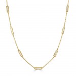 14K YELLOW GOLD MOTHER OF PEARL STATION BAR NECKLACE