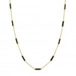 14K YELLOW GOLD ONYX STATION BAR NECKLACE
