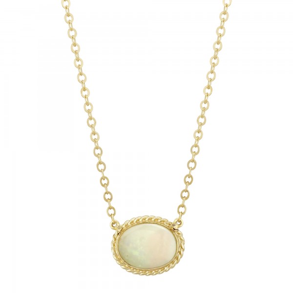 14K YELLOW GOLD OVAL OPAL NECKLACE