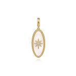 14K YELLOW GOLD DIAMOND & MOTHER OF PEARL OVAL PENDANT