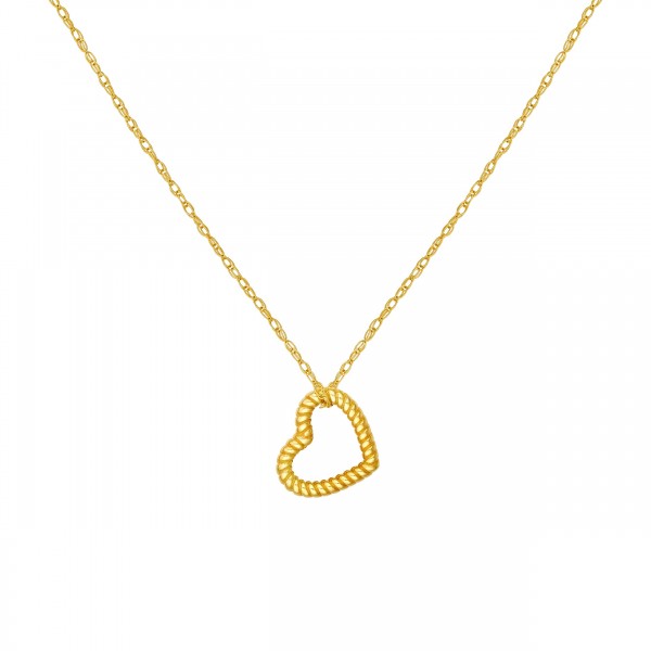 14K YELLOW GOLD TWIST HEART ADJUSTABLE NECKLACE