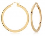 14K YELLOW GOLD FLAT HOOP EARRINGS 30MM