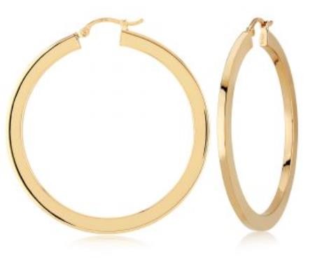 14K YELLOW GOLD FLAT HOOP EARRINGS 30MM