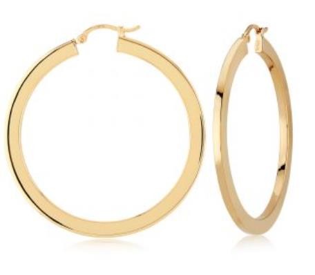 14K Yellow Gold 40Mm Flat Hoop Earrings