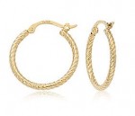 14K YELLOW GOLD 1.8X18MM TWIST HOOP EARRINGS