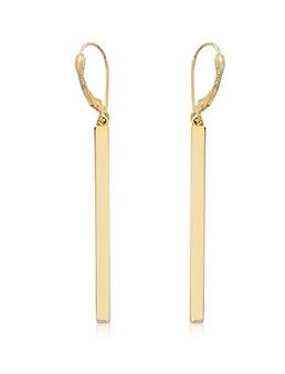 14K YELLOW GOLD LONG SQUARE COLUMN DROP EARRINGS