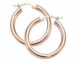 14K Rose Gold Hoop Earrings 3X25Mm