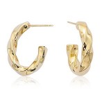 14K YELLOW GOLD SMALL TWISTED OVAL HOOP WITH POST EARRING