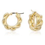 14K YELLOW GOLD SMALL KNOTTED HOOP EARRINGS