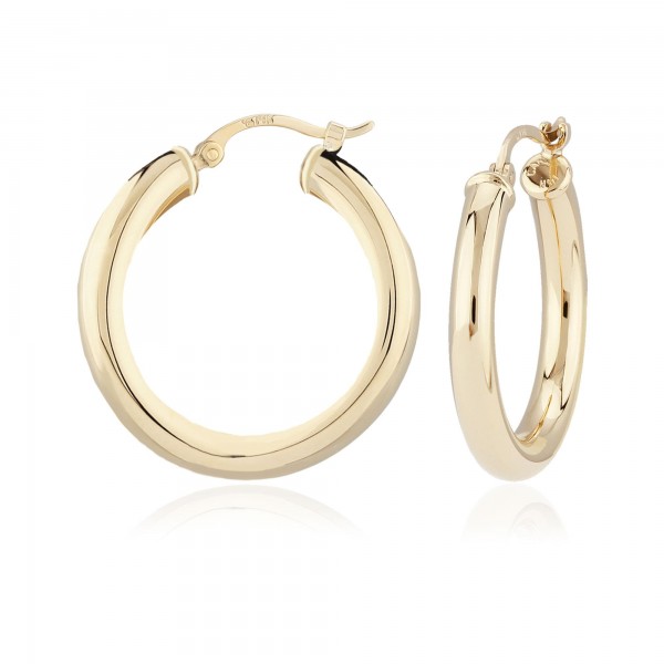 14K YELLOW GOLD TUBE EARRINGS 4x30mm