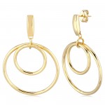 14K YELLOW GOLD DOUBLE LOOP DOOR KNOCKER EARRINGS