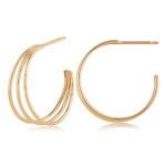 14K YELLOW GOLD TAPPERED TRIPLE WIRE EARRING