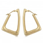 14K YELLOW GOLD SQUARE EDGE TRIANGLE HOOP EARRINGS