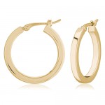 14K YELLOW GOLD SQUARE TUBE HOOP EARRINGS