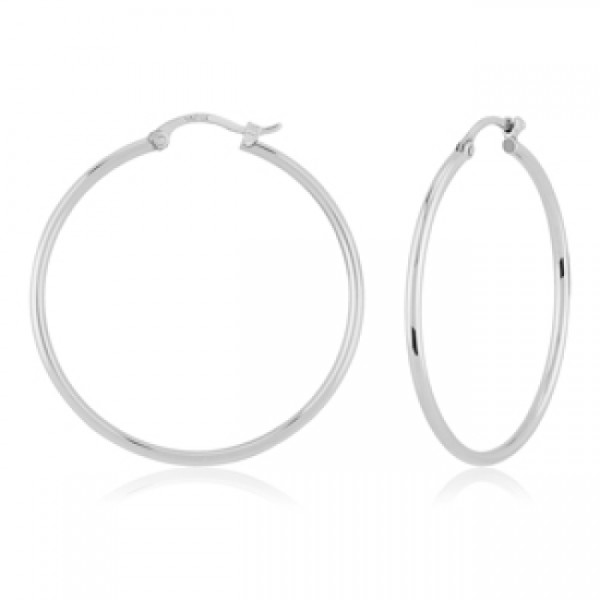 14K WHITE GOLD TUBE EARRINGS