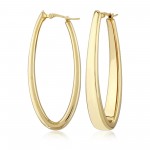 14K YELLOW GOLD LARGE OVAL OBLONG HOOP EARRING