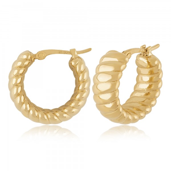14K YELLOW GOLD MULTI TWIST HOOP EARRINGS