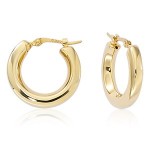 14K YELLOW GOLD SMALL ROUND SQUARE HOOP EARRINGS