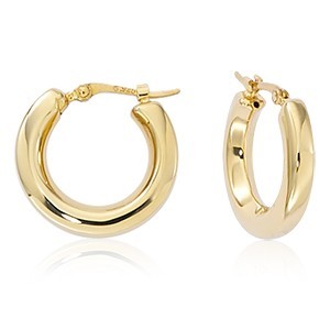 14K YELLOW GOLD SMALL ROUND SQUARE HOOP EARRINGS