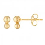 14K YELLOW GOLD DOUBLE BALL STUD EARRINGS