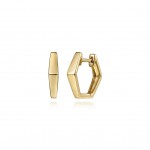 14K YELLOW GOLD GEOMETRIC HUGGIE EARRINGS