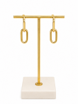 14K YELLOW GOLD POLISHED OVAL DOOR KNOCKER DROP EARRING