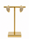 14K YELLOW GOLD DIAMOND OVAL HOOP EARRINGS