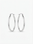 14K WHITE GOLD POLISHED 2X25MM TUBE HOOP EARRINGS