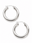 14K WHITE GOLD 4X25MM TUBE HOOP EARRINGS