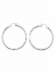 14K WHITE GOLD 3X50MM TUBE HOOP EARRINGS
