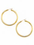 14K YELLOW GOLD 3X50MM TUBE HOOP EARRINGS